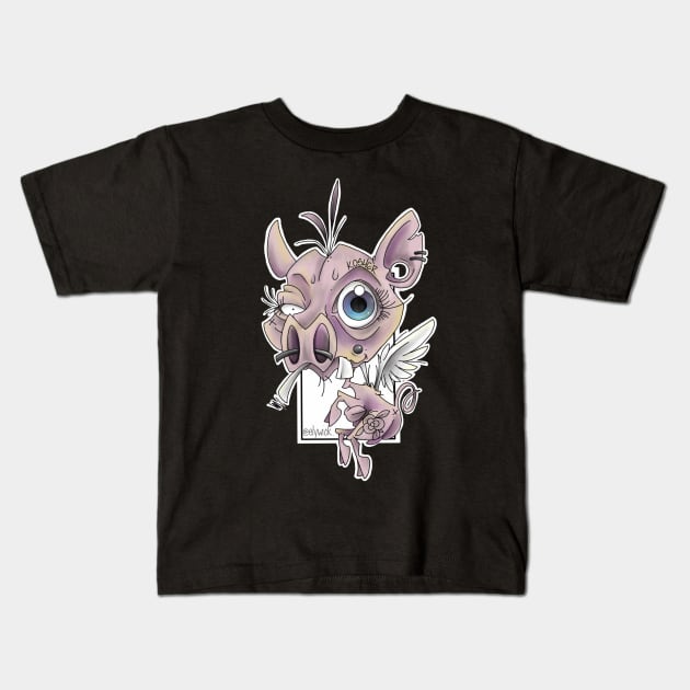 kosher flying pig.color Kids T-Shirt by elywick